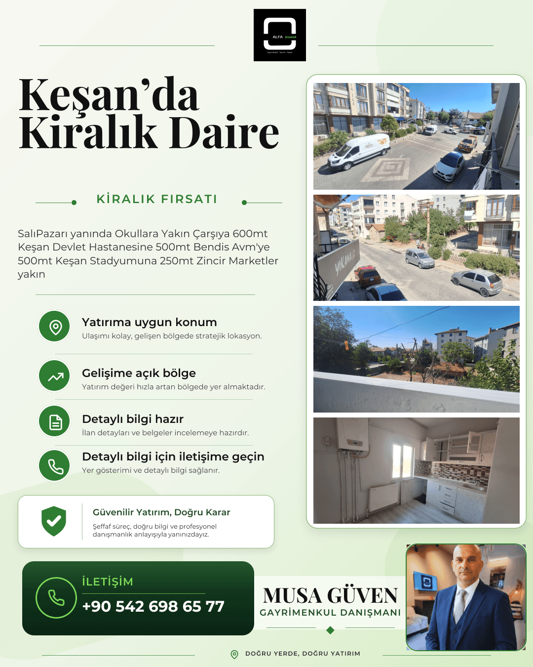 Keşan Aşağı Zaferiye’de Kiralık Geniş 3+1 Daire